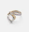 Mateo Slanted 14kt Gold Ring With Topaz And Diamonds In Gold