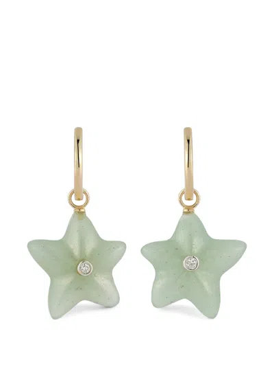 Mateo Starfish Jade Hoop Earrings In Green