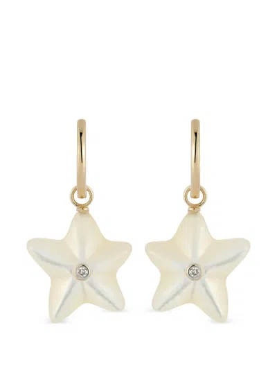 Mateo Starfish Mother-of-pearl Hoop Earrings In White