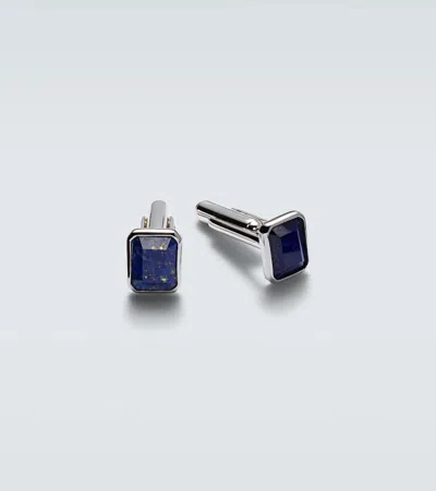 Mateo Sterling Silver Cufflinks With Lapis Lazuli In Blue