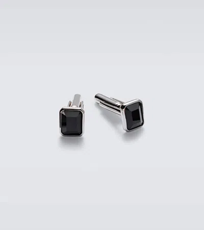Mateo Sterling Silver Cufflinks With Onyx In Black