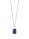 Mateo Sterling Silver Emerald Cut Lapis Necklace In 银色