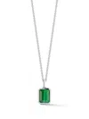 Mateo Sterling Silver Emerald Cut Malachite Necklace In Silver