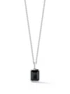 Mateo Sterling Silver Emerald Cut Onyx Necklace In 银色