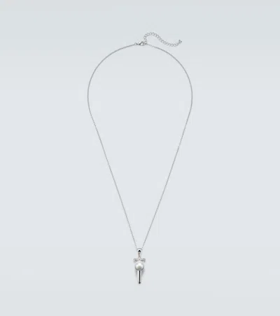 Mateo Sterling Silver Pendant Necklace With Pearl In Brown