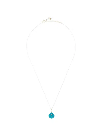 Mateo Venus Shell Turquoise And Diamond Necklace In Blue