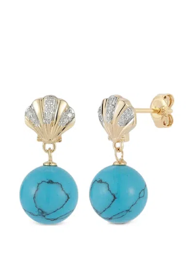 Mateo Venus Turquoise And Diamond Drop Earrings In Multi