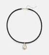 Mateo Water Droplet 14kt Gold And Leather Necklace In Gold