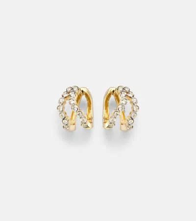 Mateo Wave 14kt Gold (585/1000) Huggie Earrings With Diamonds