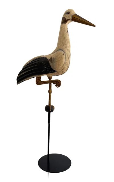 Materia Designs - Exclusive: Materi(a)ntiques Extra Large Standing Painted Metal Bird Figure On Stan In Multi