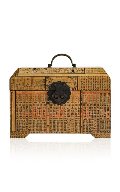 Materia Designs - Exclusive: Materi(a)ntiques Large Decoupage Wooden Hinged Box With Chinese Newspri In Multi