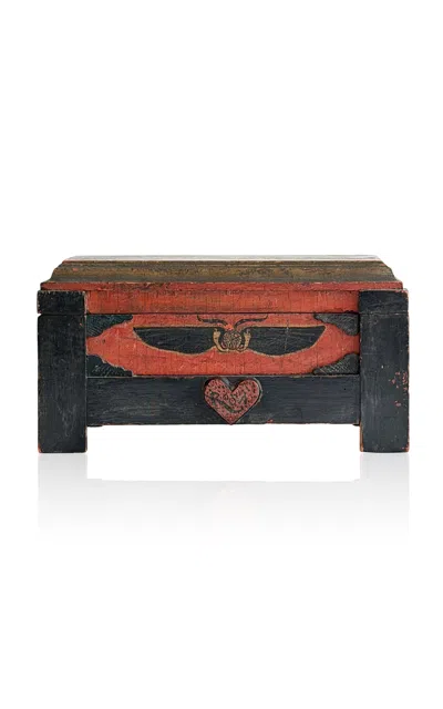 Materia Designs - Exclusive: Materi(a)ntiques Large Red/black Painted Wooden Box With Heart; Dragon  In Multi