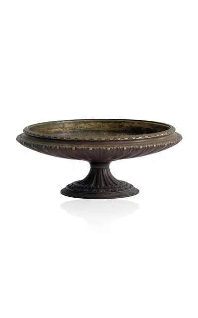 Materia Designs - Exclusive: Materi(a)ntiques Medium Cast Bronze Pedestal Vessel With Art Nouveau Fl In Brown