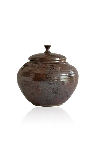 Materia Designs - Exclusive: Materi(a)ntiques Medium Lidded Studio Pottery Vessel With Oxblood/black In Multi