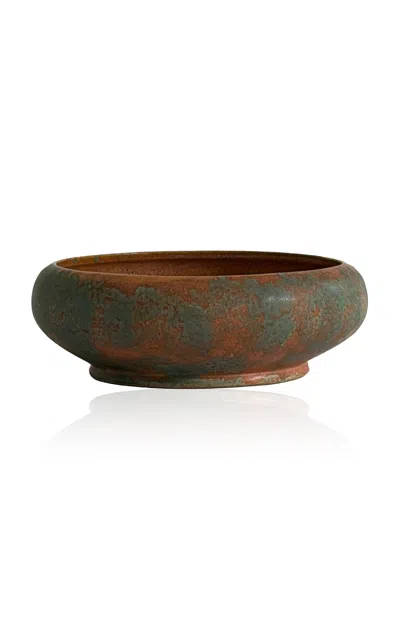 Materia Designs - Exclusive: Materi(a)ntiques Medium Open Mouth Studio Pottery Footed Bowl With Terr In Multi