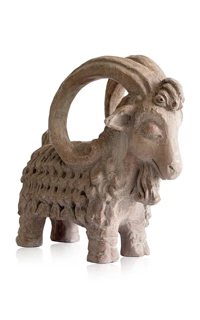 Materia Designs - Exclusive: Materi(a)ntiques Medium Pale Pink Outdoor Cast Ram Figurine - Pink