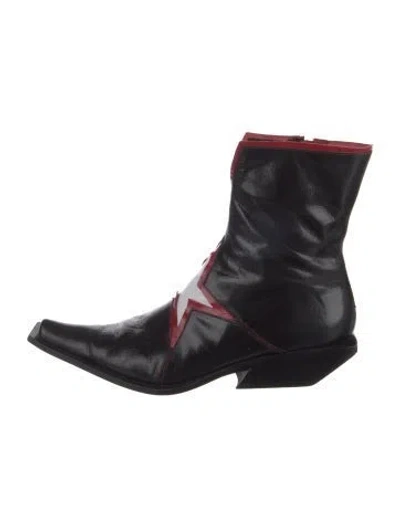 Pre-owned Materia Prima By Goffredo Fantini Leather Graphic Print Western Boots In Black