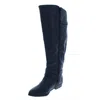 Material Girl Carleigh Womens Wide Calf Faux Leather Riding Boots In Black