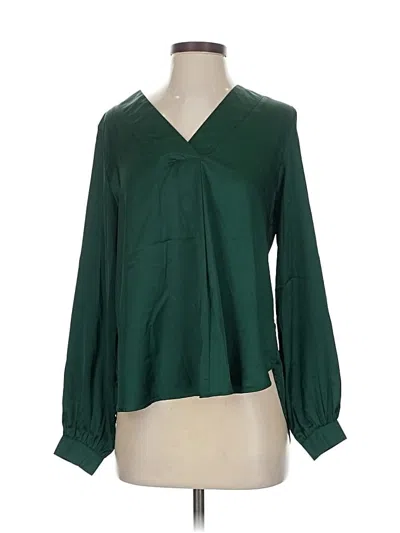 Pre-owned Material Girl Long Sleeve Blouse In Green