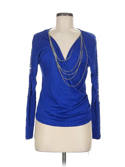 Pre-owned Material Girl Long Sleeve Top Blue Cowl Neck Tops