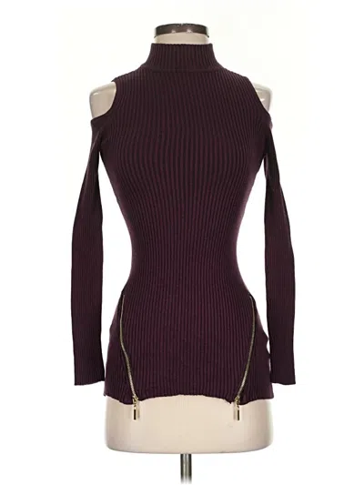Pre-owned Material Girl Long Sleeve Top Burgundy Turtleneck Tops