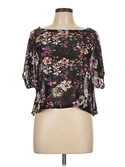 Pre-owned Material Girl Short Sleeve Blouse In Black