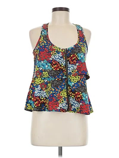 Pre-owned Material Girl Tank Top Blue Halter Neckline Tops
