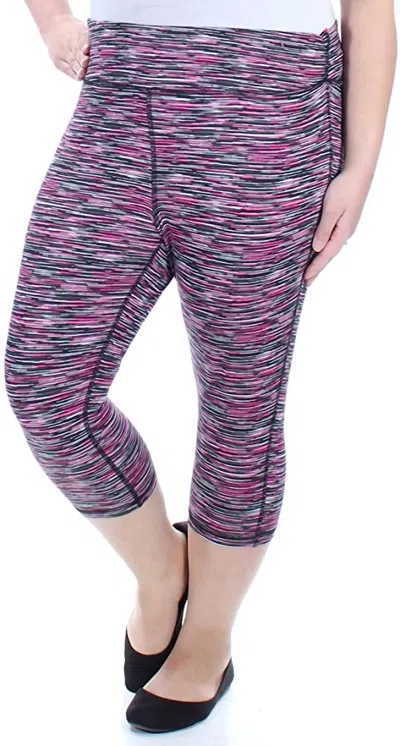 Material Girl Women's Active Plus Size Cropped Leggings In Multi Space Dye In Pink