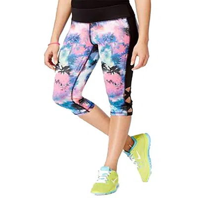 Material Girl Women's Plus Printed Capri Athletic Leggings In Tropic Galaxy In Multi