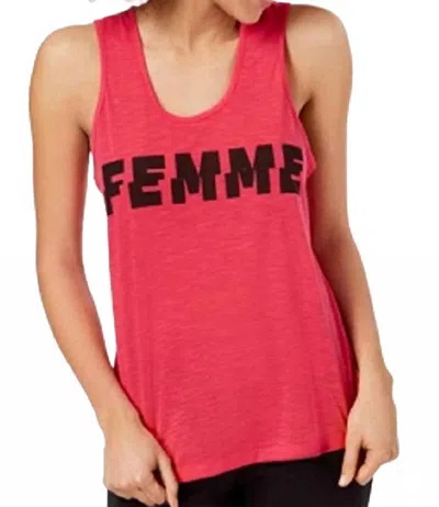 Material Girl Women's Rise Above Graphic Knot Back Tank Top In Fuchsia Purple In Red