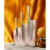 Material Set Of 3 Japanese High Carbon Stainless Steel Knives And Holder In White Ash/cool Neutral