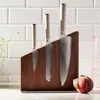 Material Set Of 3 Japanese High Carbon Stainless Steel Knives And Holder In Cool Neutral And Walnut