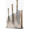 Material Set Of 3 Japanese High Carbon Stainless Steel Knives And Holder In White Ash/cool Neutral