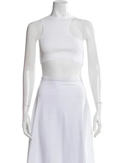 Pre-owned Materiel Asymmetrical Sleeveless Crop Top W/ Tags In White