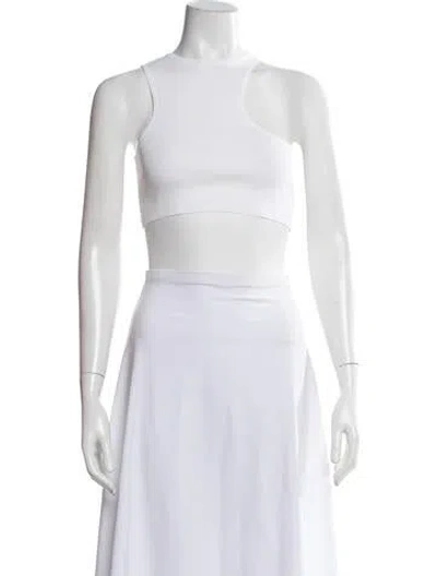 Pre-owned Materiel Asymmetrical Sleeveless Crop Top W/ Tags In White
