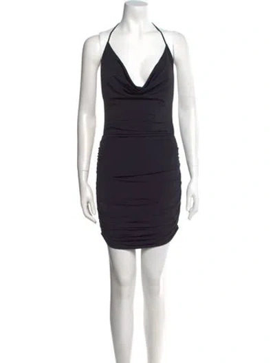 Pre-owned Materiel Cowl Neck Mini Dress W/ Tags In Black