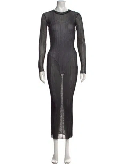 Pre-owned Materiel Crew Neck Long Dress W/ Tags In Black