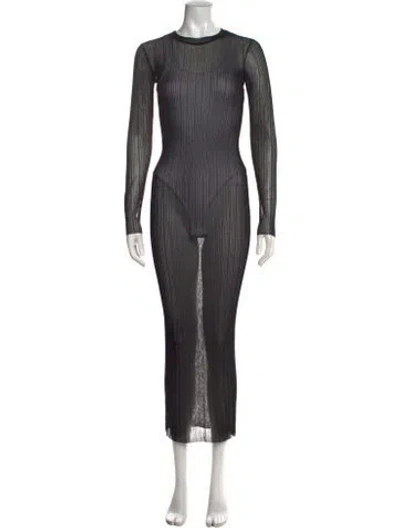 Pre-owned Materiel Crew Neck Long Dress W/ Tags In Black