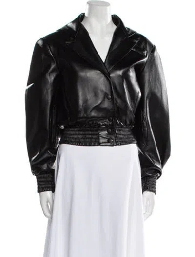 Pre-owned Materiel Faux Leather Biker Jacket In Black