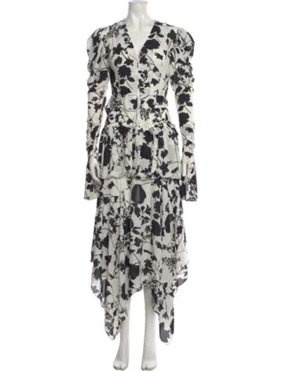 Pre-owned Materiel Floral Print Midi Length Dress W/ Tags In Neutral