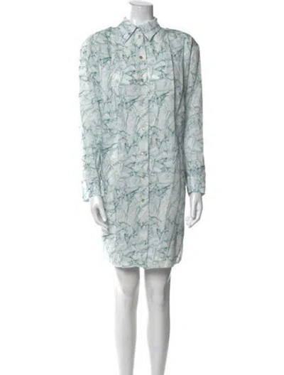 Pre-owned Materiel Floral Print Mini Dress In Blue