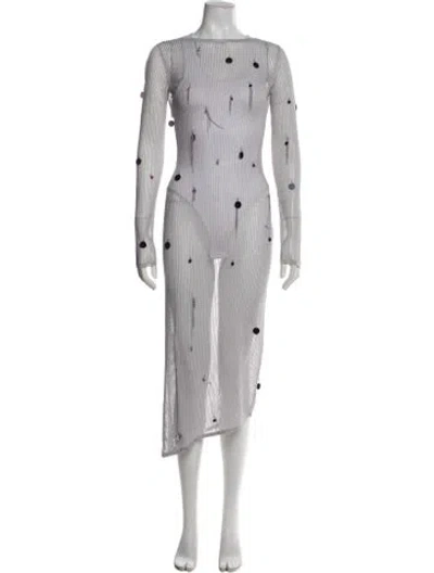 Pre-owned Materiel Graphic Print Long Dress W/ Tags In Grey