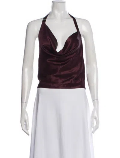 Pre-owned Materiel Halterneck Sleeveless Top In Burgundy