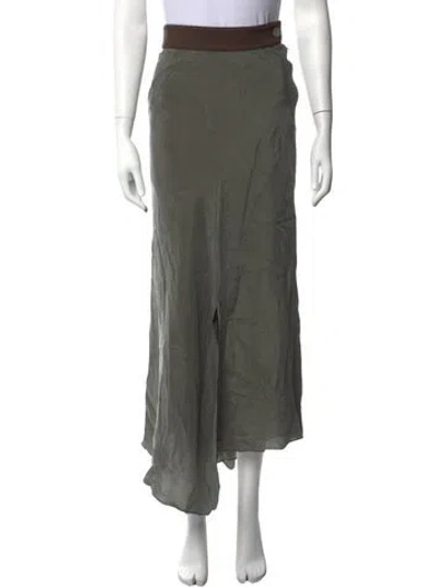 Pre-owned Materiel Long Skirt In Green