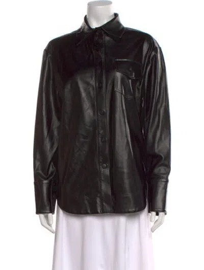 Pre-owned Materiel Long Sleeve Button-up Top In Black