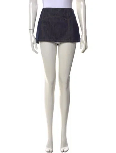 Pre-owned Materiel Mini Skirt W/ Tags In Blue
