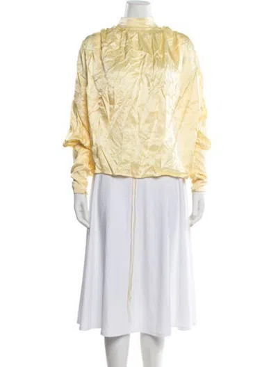Pre-owned Materiel Mock Neck Long Sleeve Top In Yellow