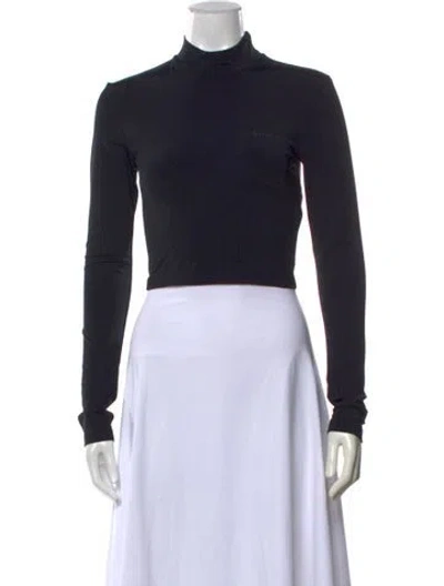 Pre-owned Materiel Nylon Turtleneck Crop Top W/ Tags In Blue