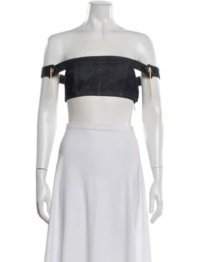 Pre-owned Materiel Off-the-shoulder Sleeveless Crop Top W/ Tags In White