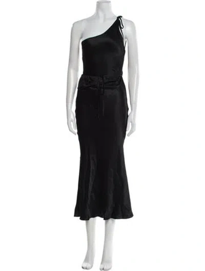 Pre-owned Materiel One-shoulder Long Dress In Black